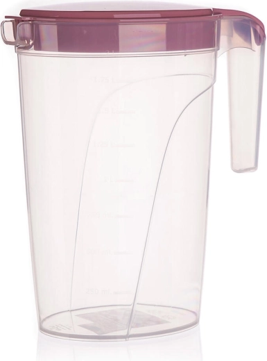Plastkande med låg og måleskala 2 l, mørkerosa
