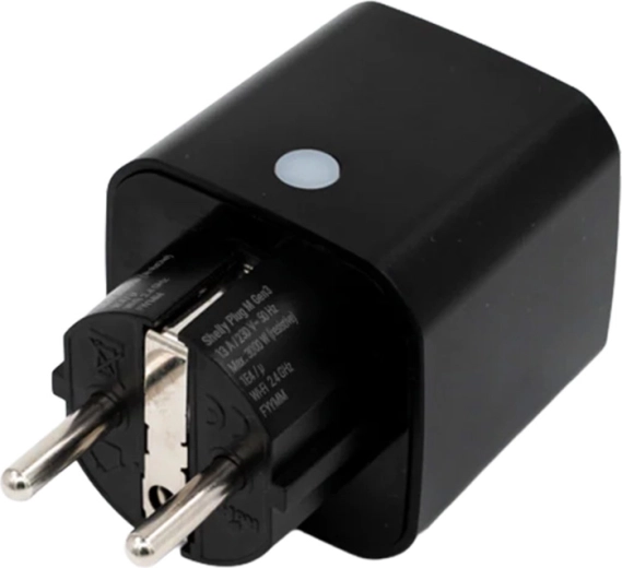 smart stikdåse shelly plug m gen3 matter 13a, sort