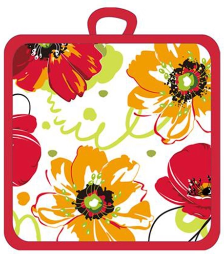 Grydelap Toro med juleblomster, rød/hvid 17 × 17 cm