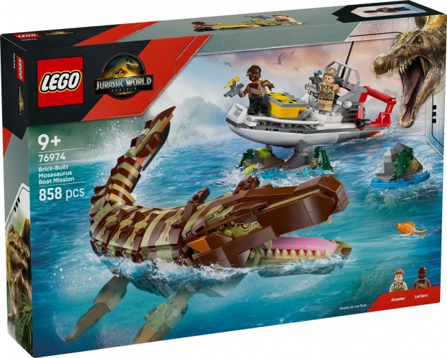 LEGO Jurassic World Mission på båden og mosasaurusmodel