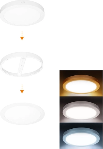 Solight LED mini panel til badeværelse 2i1 3CCT 18 W IP54 hvid rund