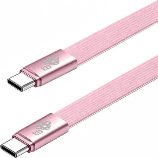 Fladt USB-C til USB-C-silikonekabel, 1 m – Pudderrosa