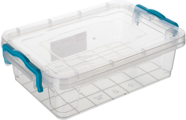 Gema rektangulær beholder 1,8 l med turkise håndtag