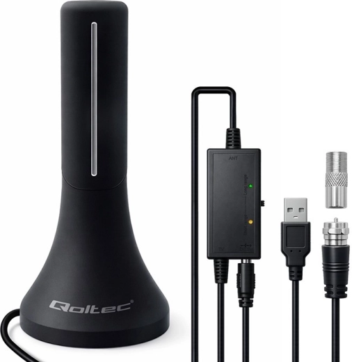 Indendørs DVB-T/T2-antenne med forstærker, 4K, høj forstærkning 32 dBi, kabel 4 m