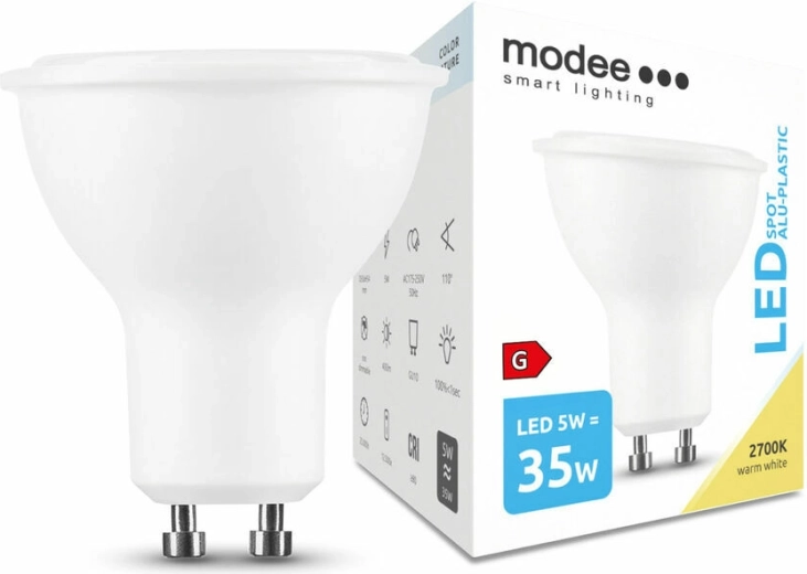 Modee LED spotpære GU10 5 W, 400 lm, varm hvid