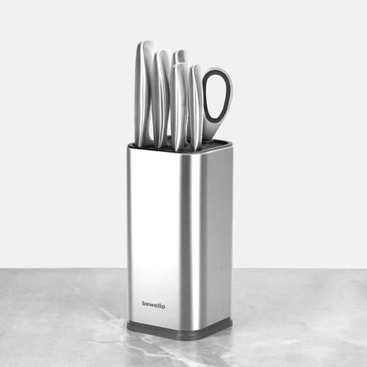 Sæt med køkkenknive med blok, 7 dele, rustfrit stål