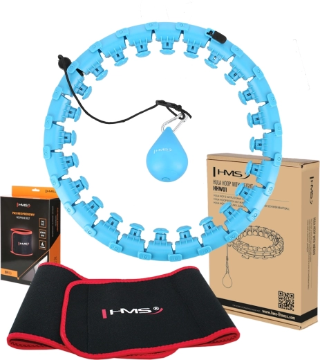 Sæt med masserende hula hoop med vægt og slankebælte HMS blå