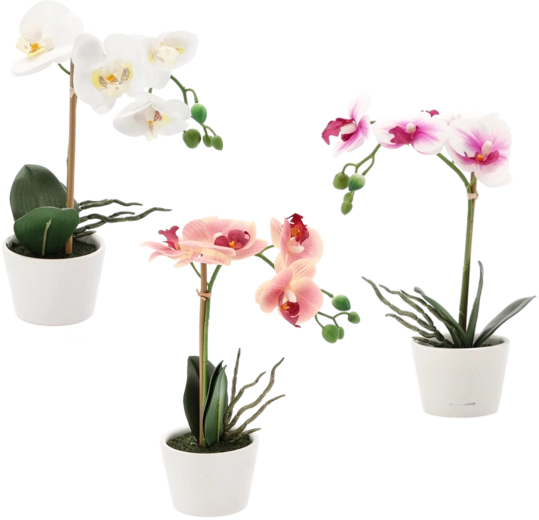 Kunstig orkidé, mix af farver, 30 cm