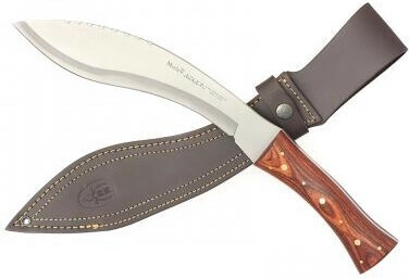 Muela kukri friluftskniv 26 cm, Pakka-træ, læderskede