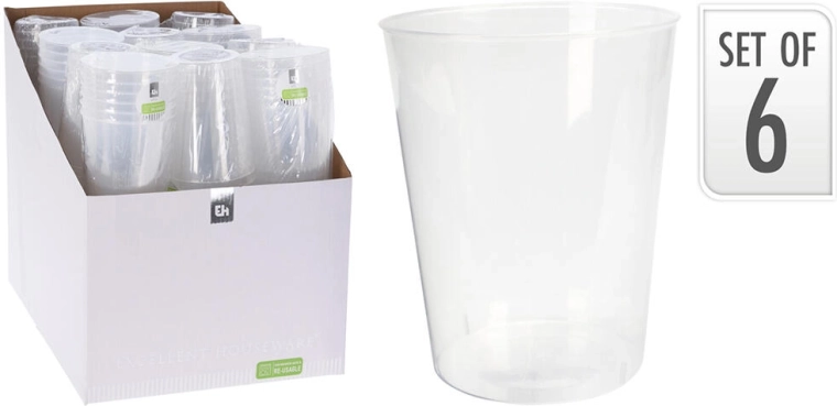 Sæt plastikkrus 500 ml, transparente (6 stk)