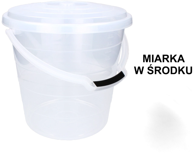 Gennemsigtig plastspand med låg 15 l til fødevarer