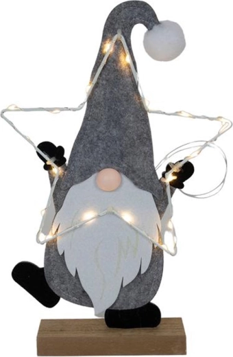 Filtet nissefigur 35 cm med LED-lys