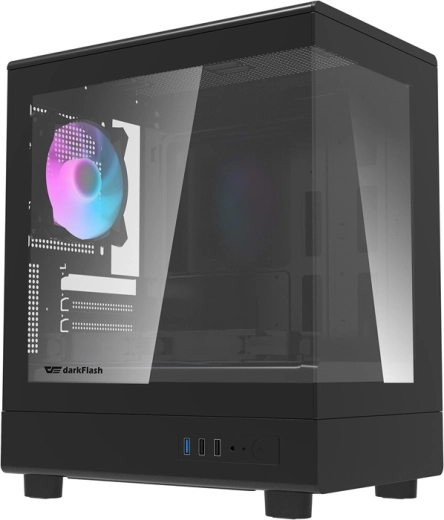 Darkflash DB330M mini tower pc-kabinet med hærdet glas, sort