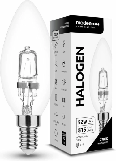 Modee ECO halogenpære stearinlys C35 52 W E14 varm hvid