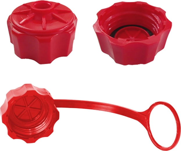 Låg til plastdunk til brændstof med pakning