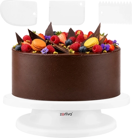 Roterende kagefod 28 cm + 3 spartler til dekoration Ruhhy