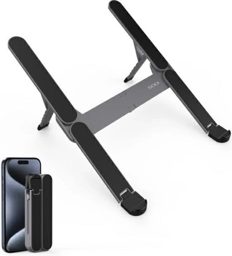 Sammenklappeligt kompakt laptopstativ, grå