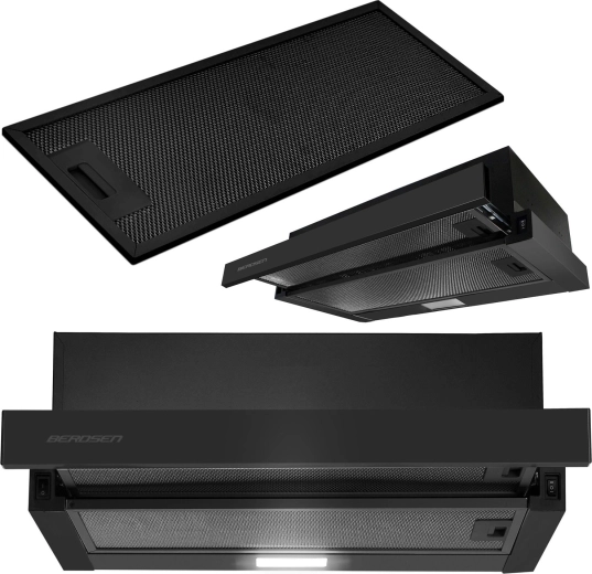 Teleskopisk emhætte 50 cm sort BERDSEN