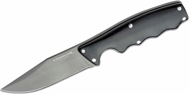 Udendørskniv Condor Credo 10 cm, sort, G10, læderskede