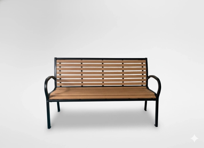 Havebænk med træimitationslameller, brun 125 × 60 × 80 cm