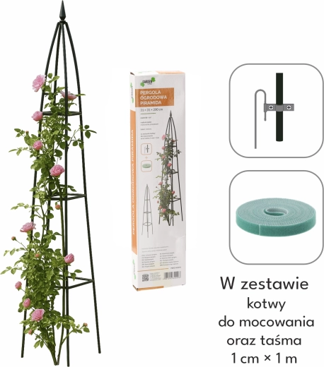 Haveobelisk pergola pyramide 31 × 31 × 200 cm med ankre