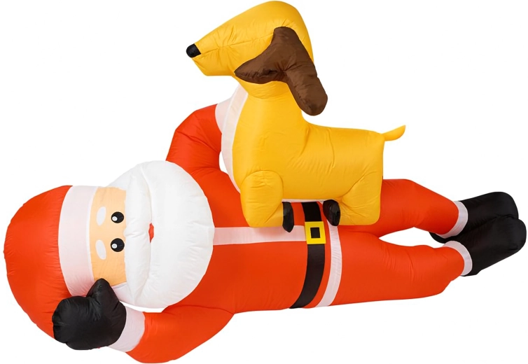 Oppustelig julemand med rensdyr 210 cm med LED-belysning