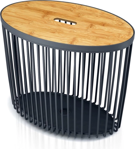 Universal oval kurv med bambuslåg 56,8 cm, antracit