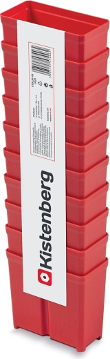 Sæt med 10 plastbokse til værktøj, røde, stabelbare