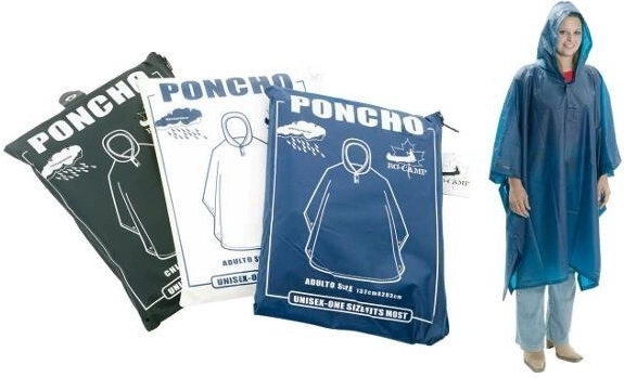 Vandtæt børneponcho i PVC med hætte, blå