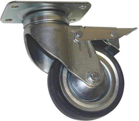 Drejeligt hjul med bremse 100 mm, bæreevne 60 kg