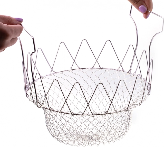 Sammenklappelig kurv, sigte til stegning eller kogning