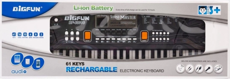 Elektroniske børnekeyboard med mikrofon, 61 tangenter, 42 rytmer - 1 stk.