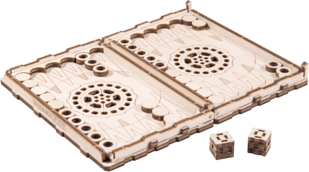 3D-træpuslespil Backgammon fra Wooden.City