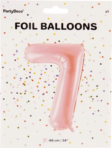 Folieballon tal 7 lyserød 86 cm