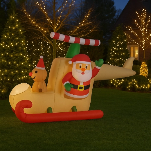 Oppustelig julemand i slæde med LED, 160 cm
