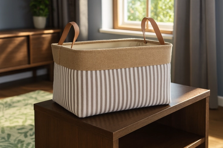 Tekstilopbevaringskurv med striber 30 × 40 × 24 cm