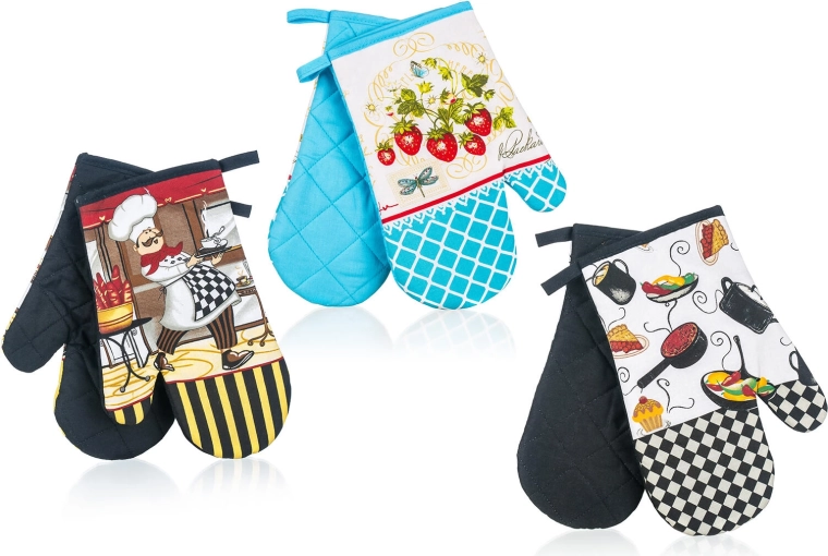 Køkken-grydelapper med magnet, 27 × 17 cm, sæt med 2 stk., mix af dekorer