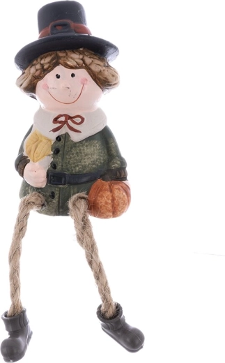 Keramisk drengefigur med stofben