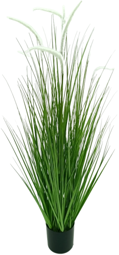 Kunstig prydgræs pennisetum i potte, hvid, 120 cm