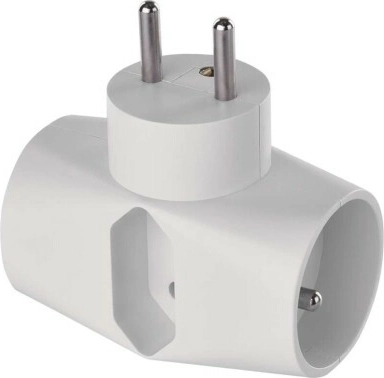 EMOS multistikdåse 2× rund + 1× rektangulær, hvid