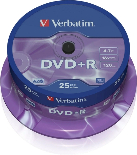 Verbatim DVD+R Matt Silver 4,7 GB 16×, 25 stk.