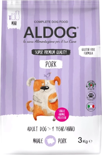 Aldog Pork Mini granulat til voksne hunde af små racer, svinekød, 3 kg