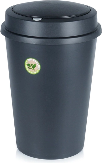 Plastskraldespand med vippe- og aftageligt låg 47 l, sort