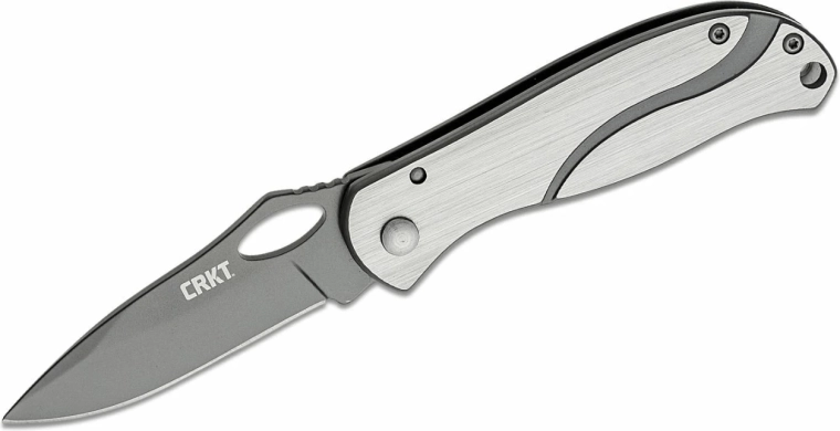 CRKT Pazoda Silver Black lommekniv 6,7 cm, sølvgrå, fuldstål