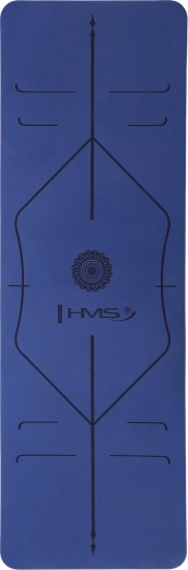 Yogamåtte HMS YM10 – mørkeblå TPE med retningslinjer