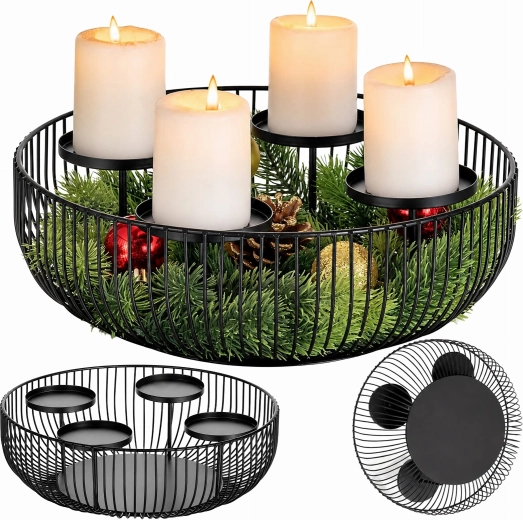 Adventsstage i metal formet som en kurv til 4 lys, 30 cm