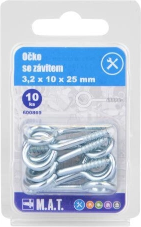 Lukket øje med gevind 25 × 10 × 3,2 mm, zink (10 stk)