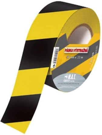 Advarselstape gul–sort 75 mm × 500 m