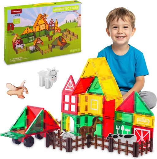 Ricokids magnetisk byggesæt bondegård med dyr, 76 dele