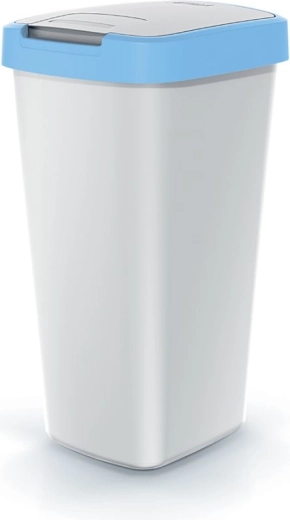 Affaldsspand 25 l med låg Compacta Q, askefarvet med lyseblåt kantbeslag